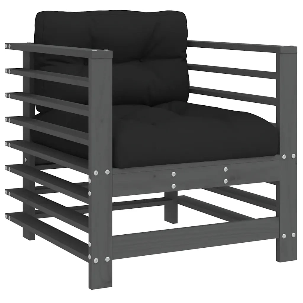 Set Divani da Giardino 7pz con Cuscini in Legno Massello Grigio 3185838