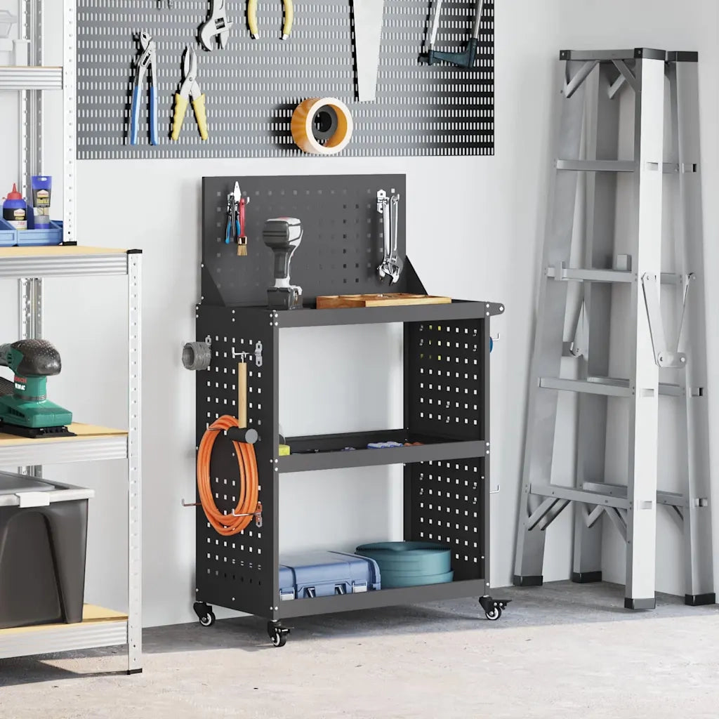 Carrello per Attrezzi con lo scaffale Nero 65 x 35 x 111 cm CFW1061914
