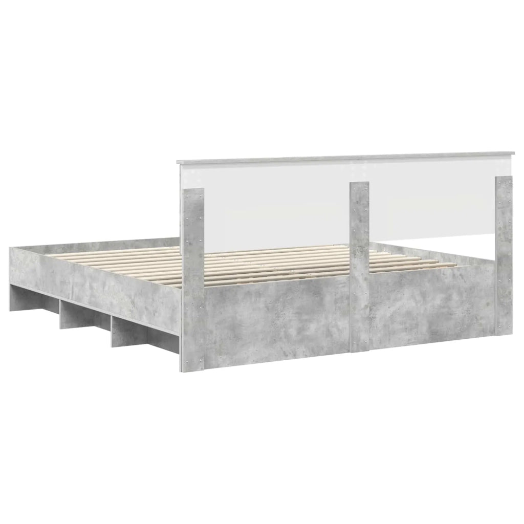 Struttura del letto con testiera Grigio cemento 200 x 200 cm 3408819