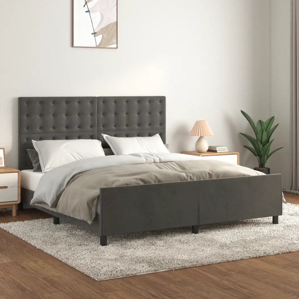 Giroletto con Testiera-Struttura Letto con testiera Grigio Scuro 180x200 cm in Velluto 772765