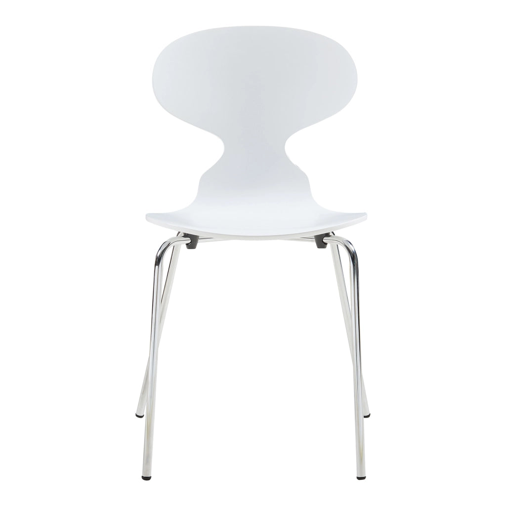 Set Kil di 4 Sedie Impilabili da Sala Pranzo - Bianco / Cromato [en.casa]