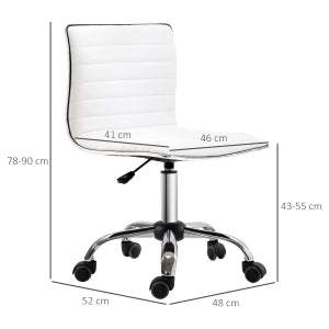 SEDIA SALONE REGOLABILE 48x52x78-90 cm Pelle Bianca