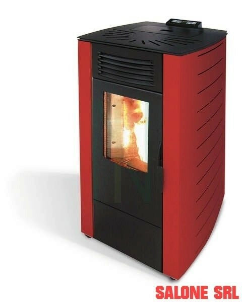 STUFA A PELLET 7 KW CON TELECOMANDO KING 78 COLORE BORDEAUX MADE ITALY