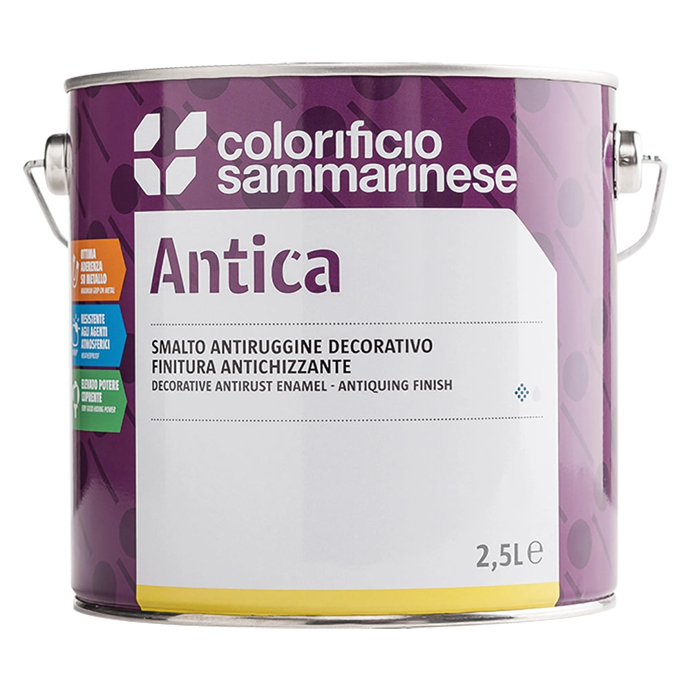 SMALTO ANTIRUGGINE 'ANTICA' Lt. 0,750 grana grossa - grafite pro- 6 pezzi  - COLORIFICIO SAMMARINESE