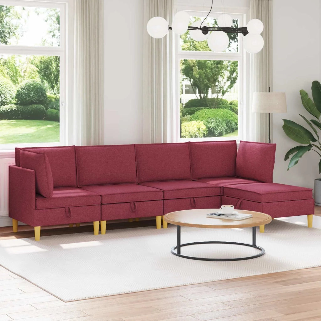 Set di mobili per il soggiorno 5 pcs Rosso Vino Tessuto 3413691