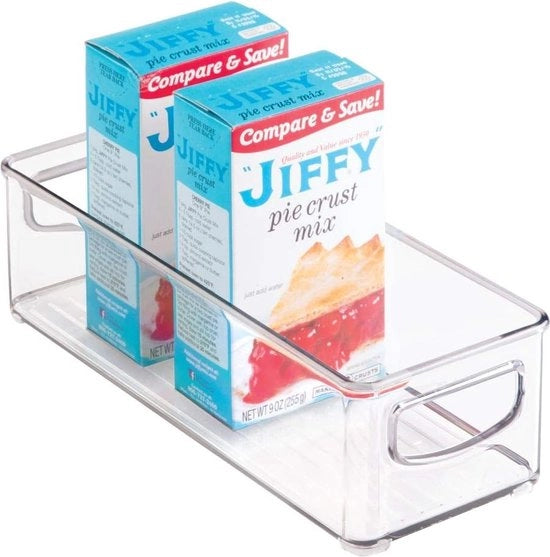 Organizzatore della dispensa - contenitore opac BPA-vrij con maniglie e manubri - piccola cassetta di stoccaggio trasparente per la cucina - organizzazione pratica