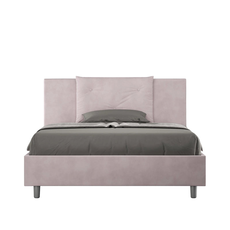 Letto imbottito Piazza e mezzo 130x210 cm Appia - Con rete,Glicine,Microfibra