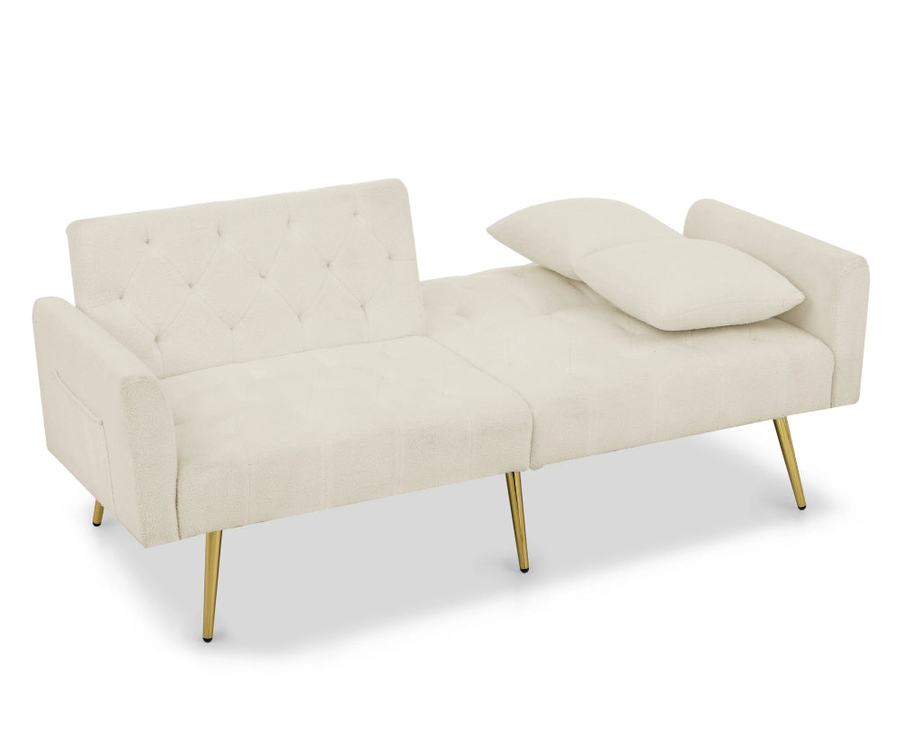 Divano a 2 posti in Teddy-Fleece con schienale reclinabile a 3 posizioni; beige