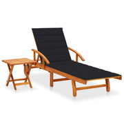 Lettino prendisole sedia a sdraio lettino prendisole letto da giardino mobili da esterno per patio con tavolo e cuscino legno di acacia 02_0012612