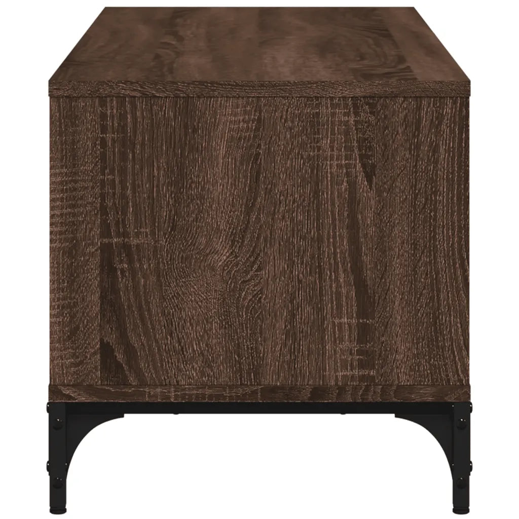 Mobile TV Rovere Marrone 102x40x41cm Legno e Acciaio a Polvere 842415