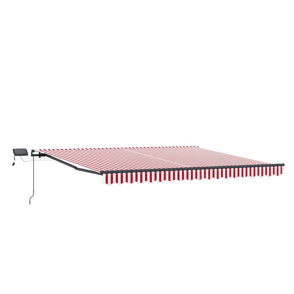 Tenda Retrattile Manuale con LED a Righe Rosse e Bianche 450x350 cm