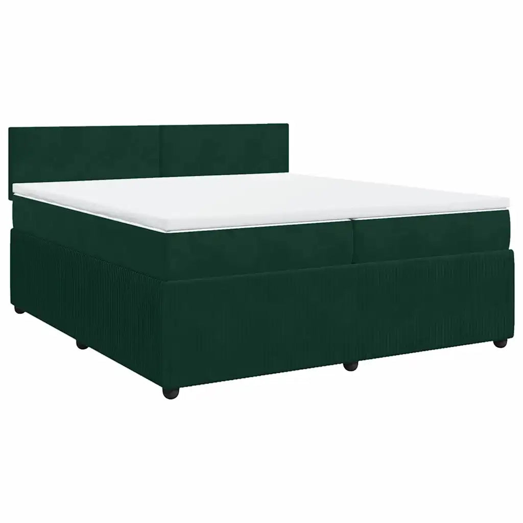 Giroletto a Molle con Materasso Verde Scuro 200x200 cm Velluto