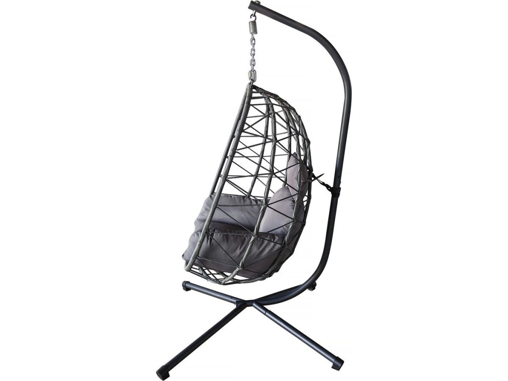 Sedia a uovo "Cosi" in rattan - 99 x 92 x 194 cm - Grigio