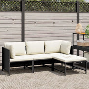 Salotto da Giardino-Set Divani da Giardino4 pz con Cuscini in Polyrattan Nero 819268