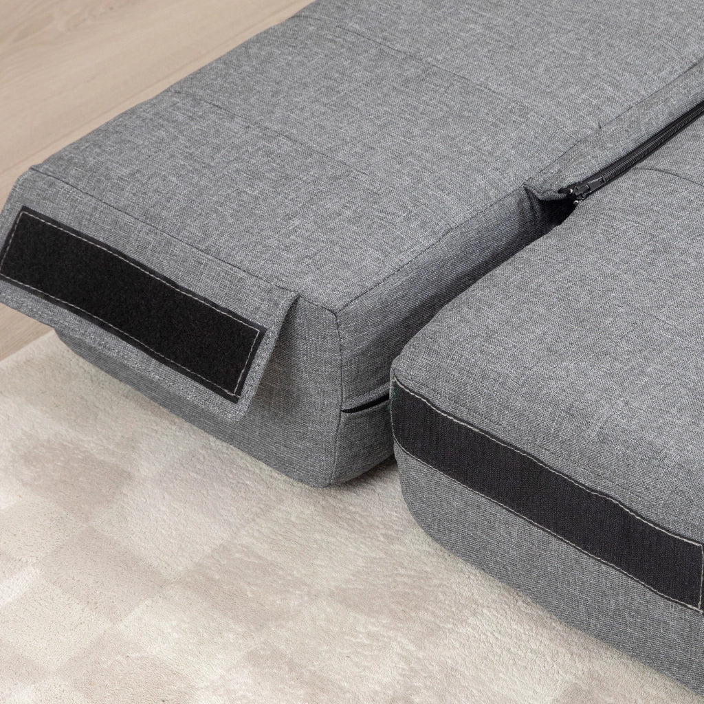 Divano letto da pavimento pieghevole 2 in 1, salvaspazio, portata 250 kg, effetto lino, sfoderabile, colore grigio