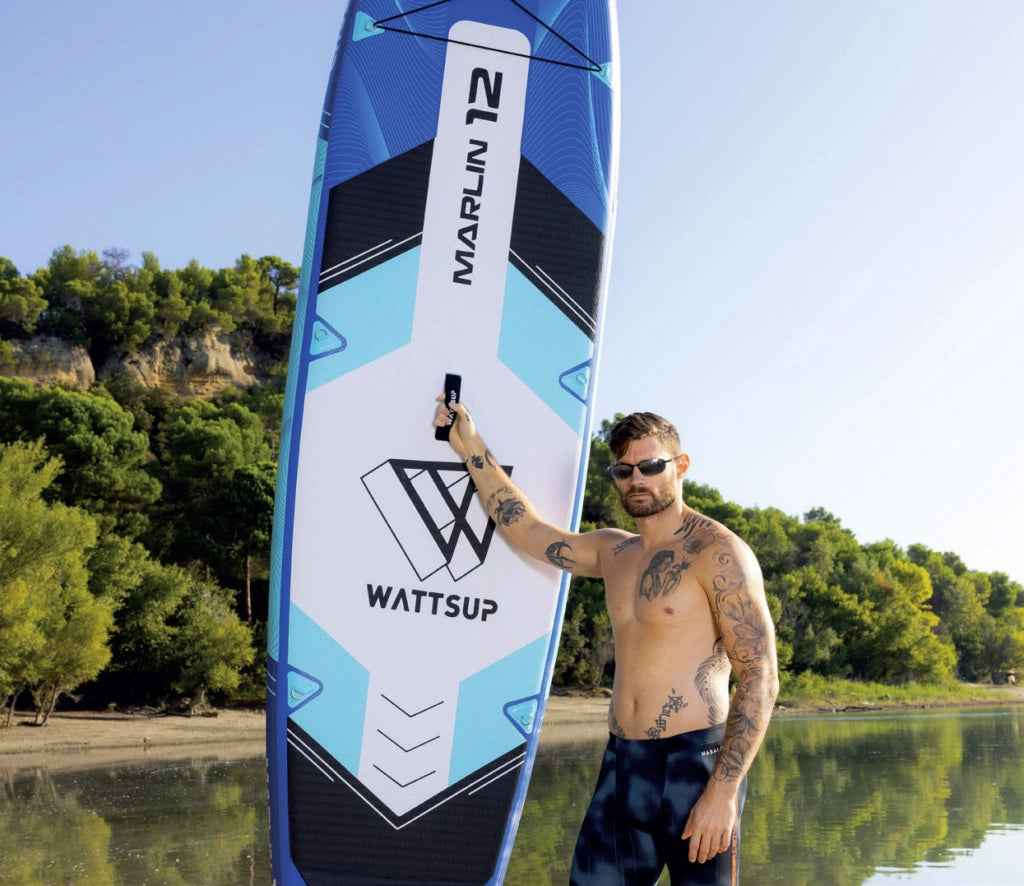 SUP Tavola Gonfiabile 365x84x15 cm con Pagaia Zaino e Accessori Wattsup Marlin Blu