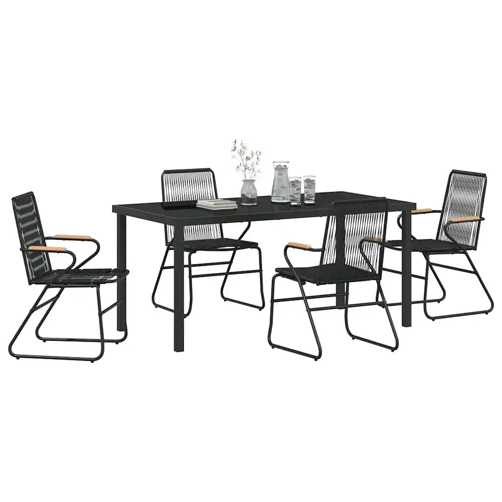 Set da Pranzo per Giardino 5 pcs Nero 3379173