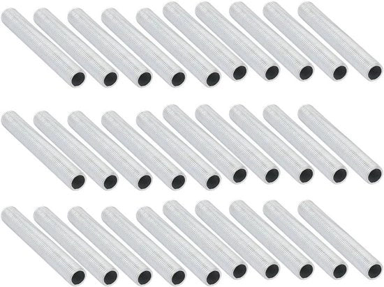 Set di 30 attacchi per lampadine M10 a vite 70 mm, a sezione cilindrica, argentato zincato per la riparazione delle lampade.