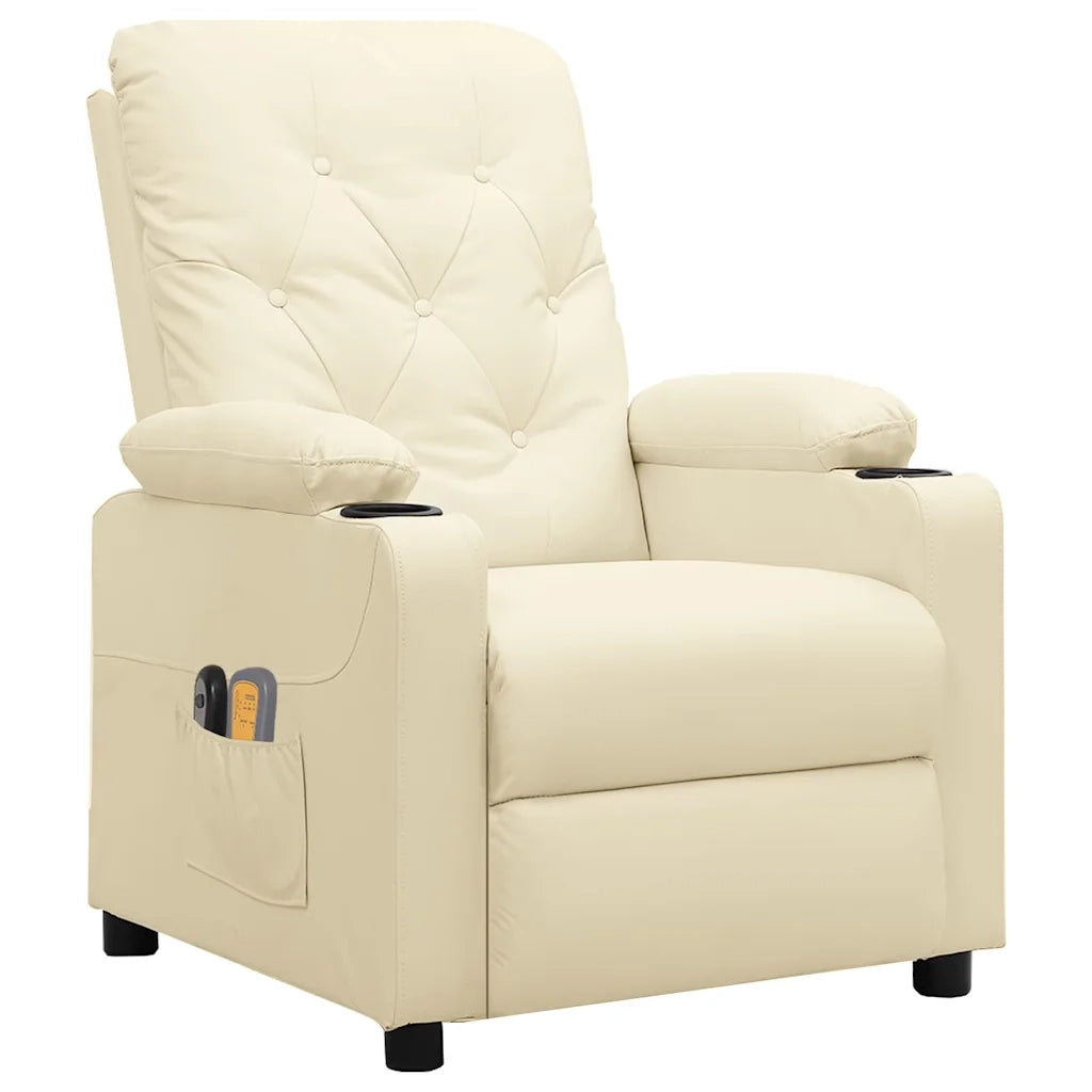 Divano Sedia-Poltrona Massaggiante Elettrica Crema Similpelle 931699