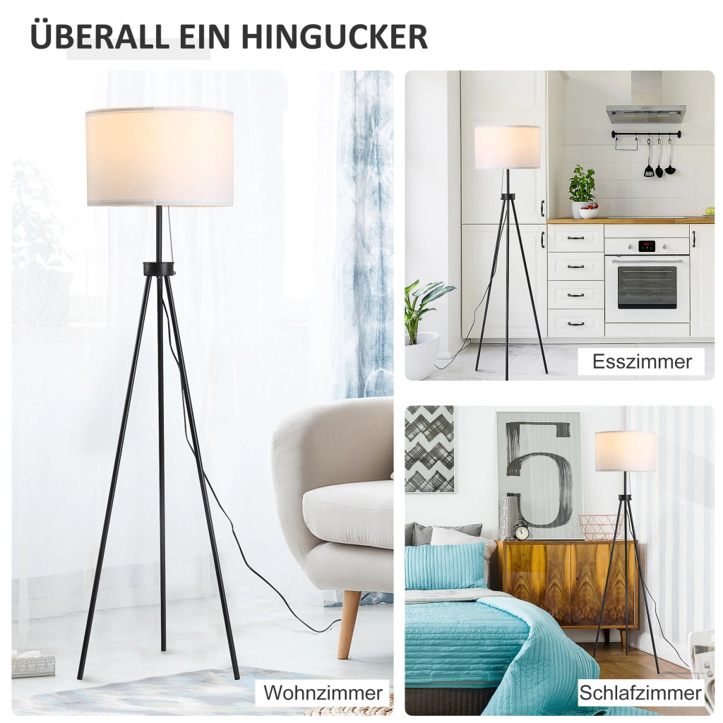 Lampada da terra con paralume in poliestere e cotone ¨C Minimal ¨C E27, bianco