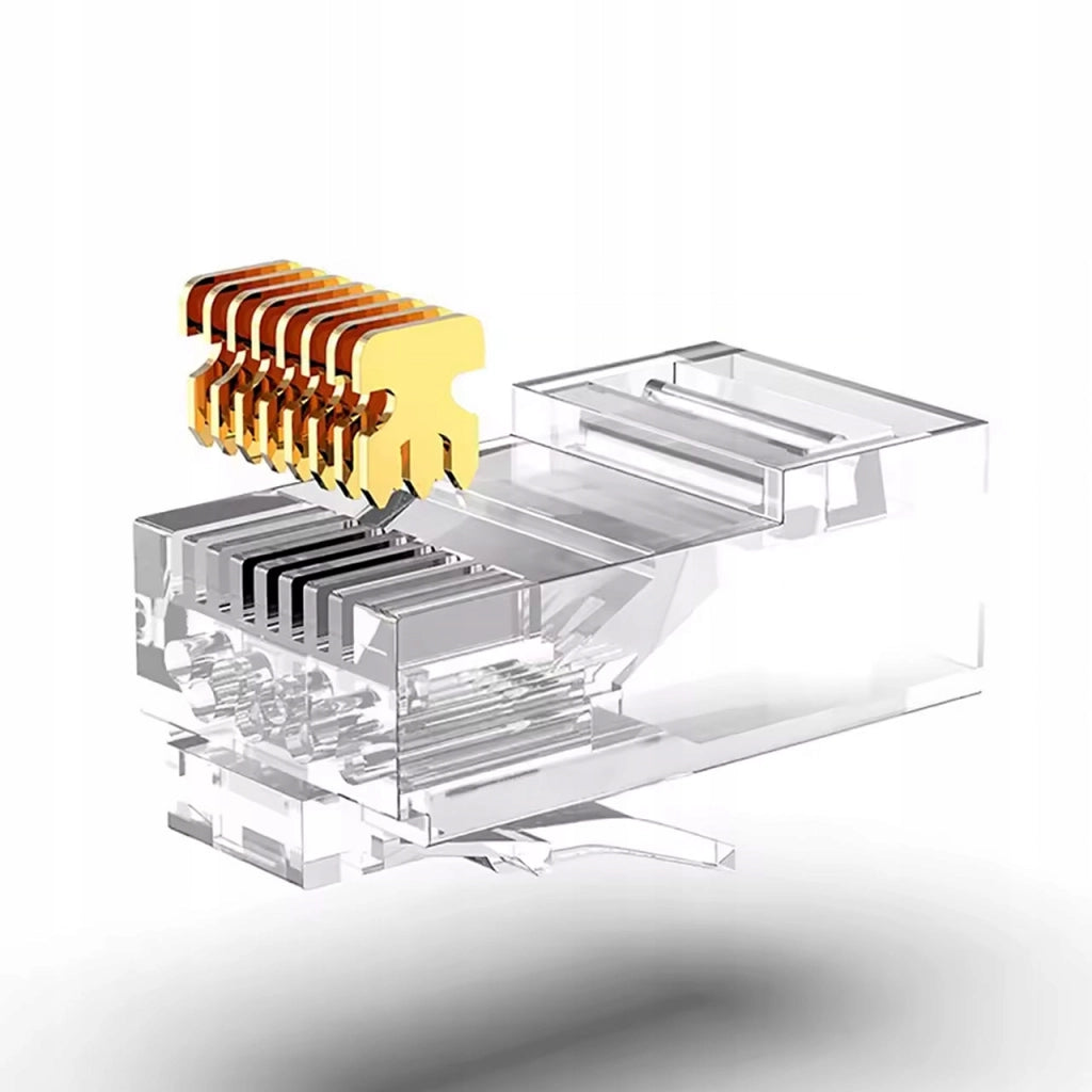 Connettori Passanti RJ45 6e EasyPass – 100 Pezzi | Categoria 6e | 8P8C | Compatibile con Cavi LAN UTP