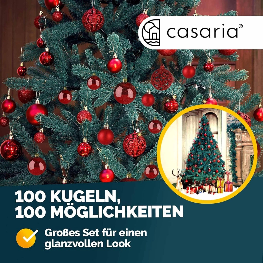 Deuba® Palline per Albero di Natale Set 100pz Lucide Opache Palle Natalizie Ø 3/4/6 cm Decorazioni Addobbi Natalizi