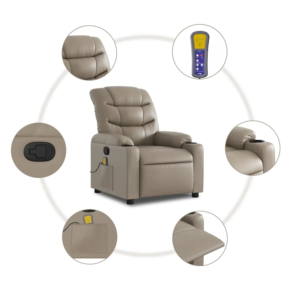 Poltrona Massaggiante | Sedia Relax Reclinabile cappuccino in Similpelle