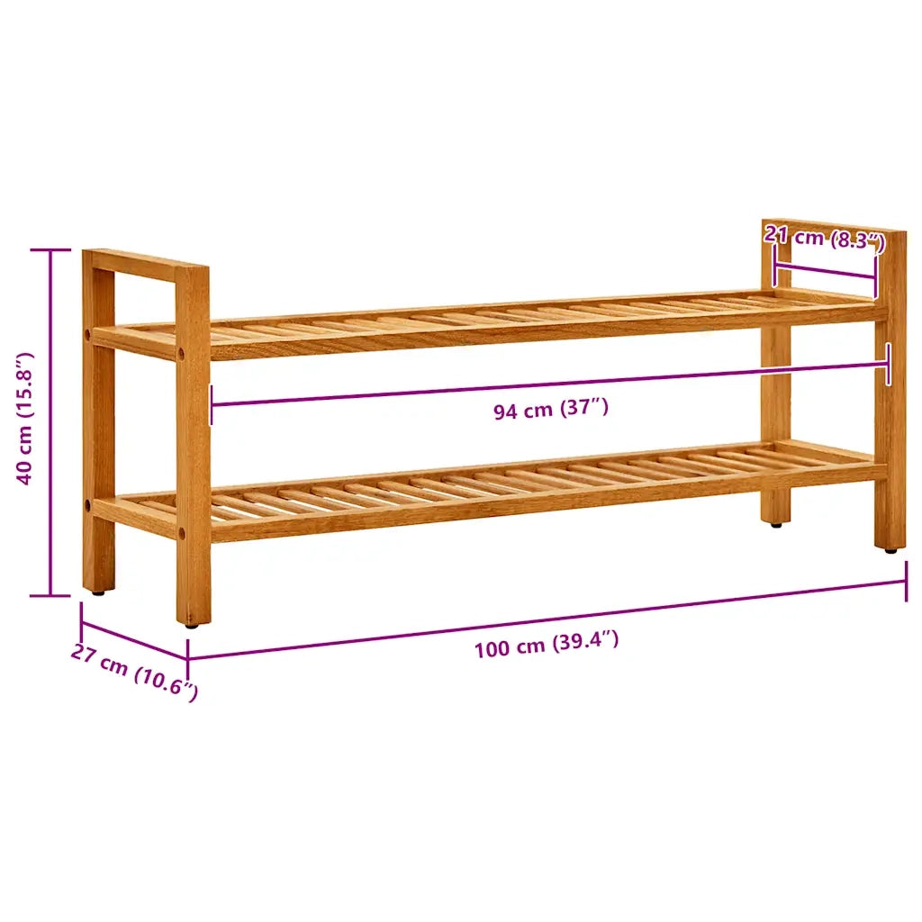 Scarpiera con 2 Ripiani 100x27x40 cm in Massello di Rovere cod mxl 59487