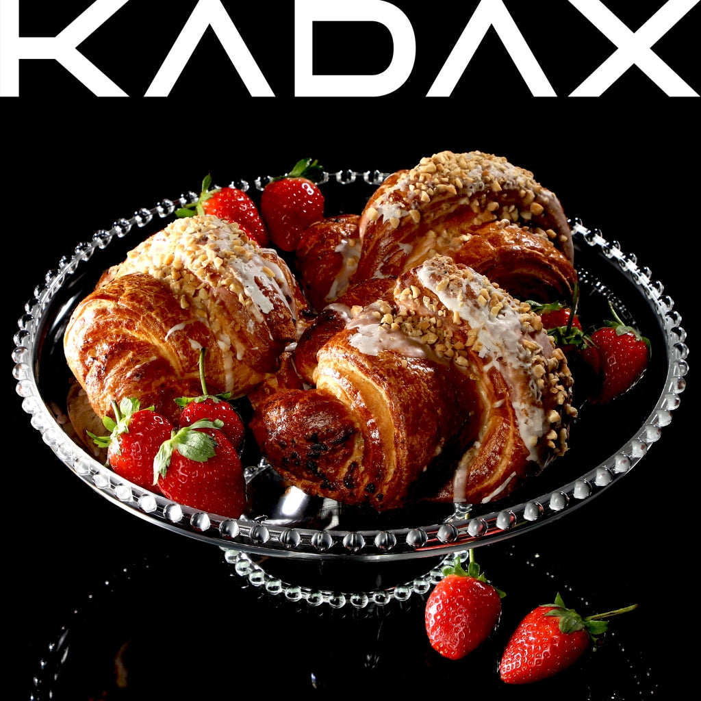 Alzata per torte KADAX, piatto da frutta in vetro con supporto, 32 cm