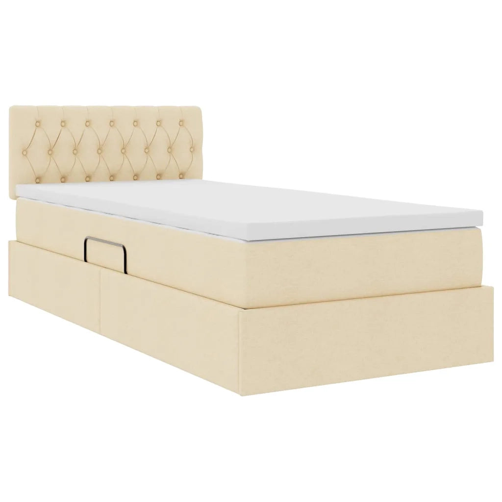 Letto con contenitore e materasso Crema 90 x 200 cm
