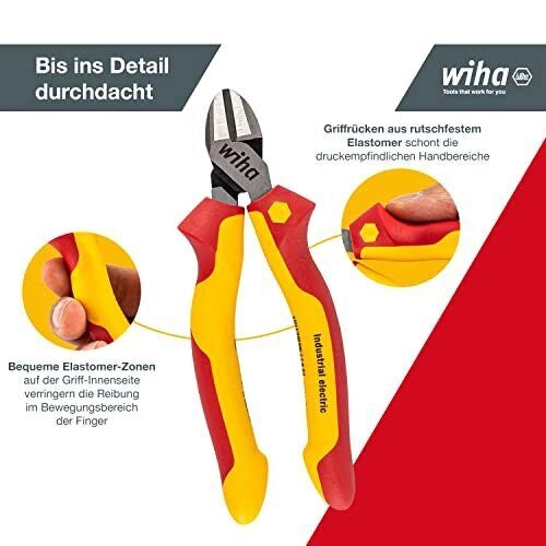 Wiha 38637 Industrial electric Set di pinze 3 pezzi isolamento 1000 V AC colore Rosso Giallo
