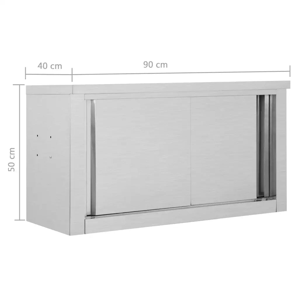 Pensile da cucina | Armadio da Cucina con Ante Scorrevoli 90x40x50cm Acciaio Inox