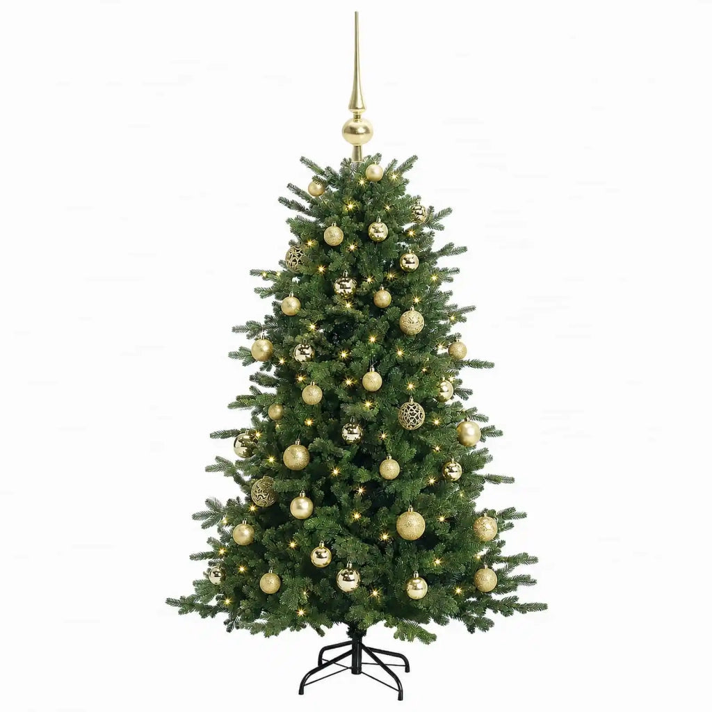Albero di Natale artificiale con palline 120 cm 150 LED 3465693