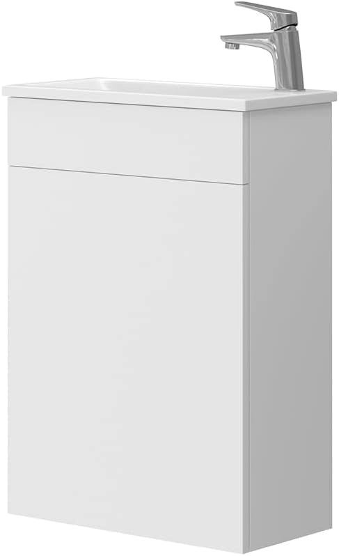 Set mobili bagno Amadeo, Bianco, 50 cm, composto da mobile sottolavabo e lavabo