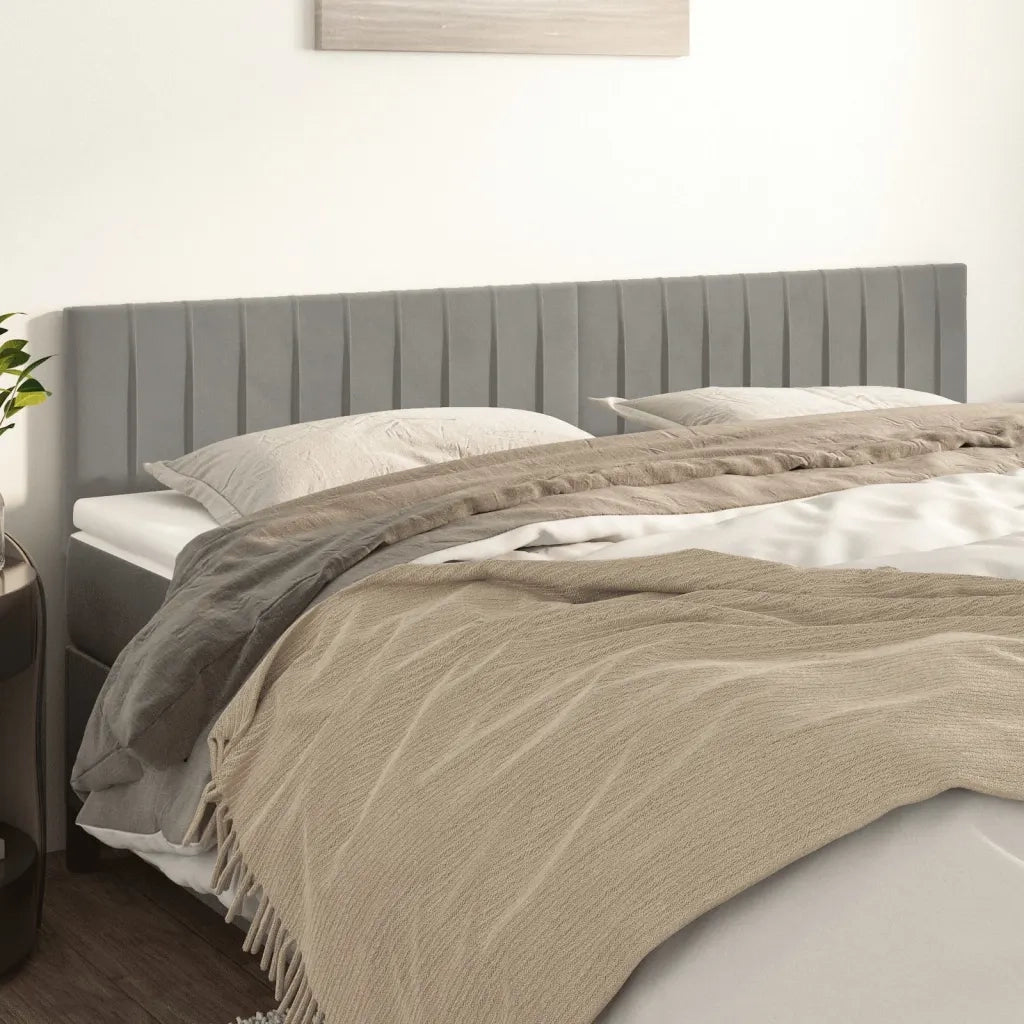 Testiera Grigio Chiaro 160x5x78/88 cm in Velluto 346264