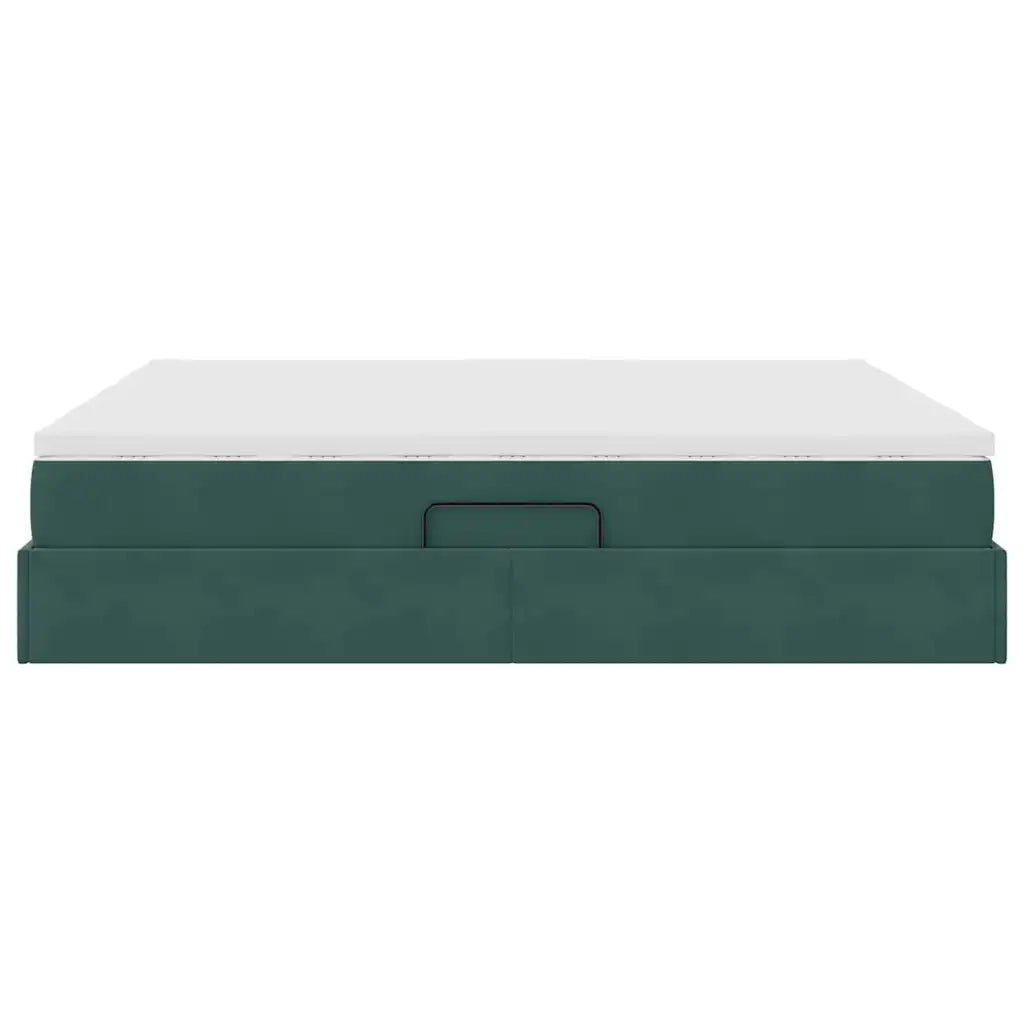 Letto con contenitore e materasso Verde Scuro 200 x 200 cm
