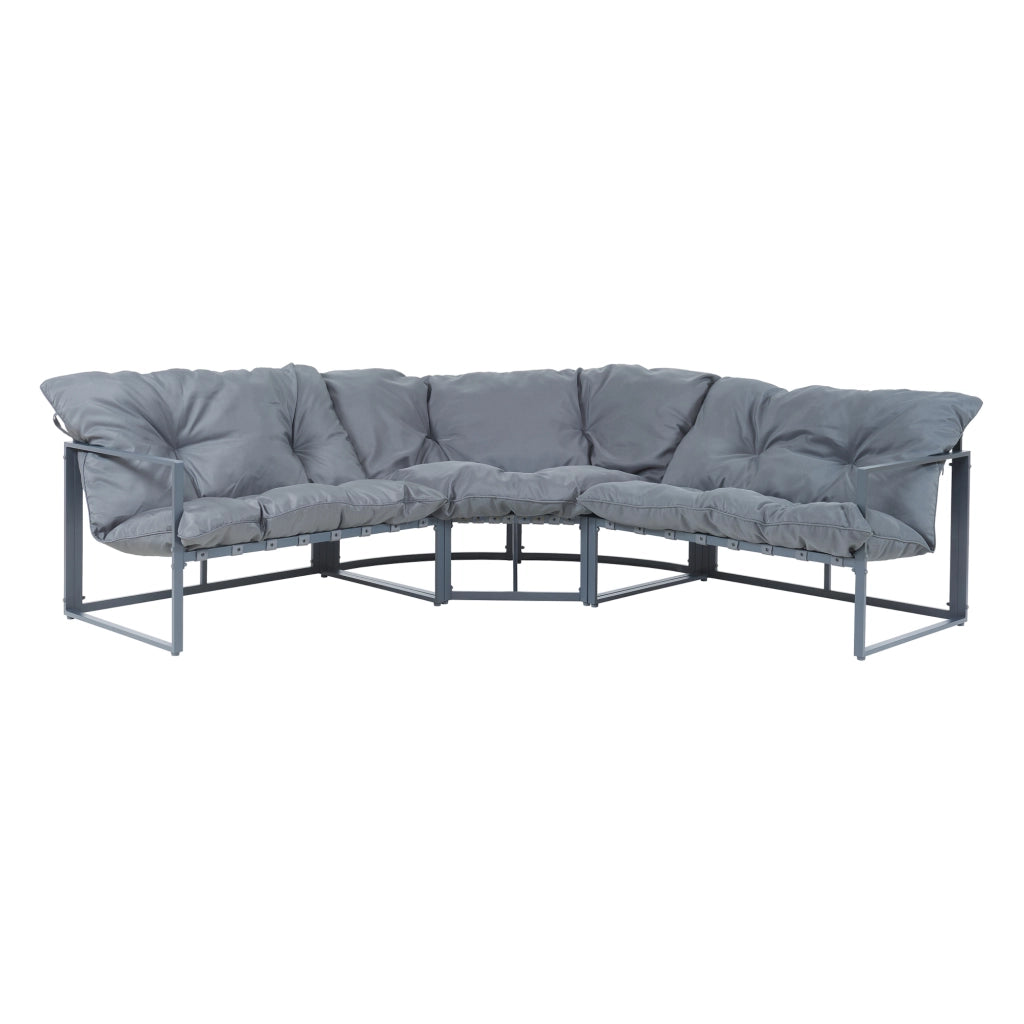 Set Salottino per Esterno Karg Divano Modulare a 3 pezzi e Tavolino con Piano in Vetro Nero Mobili da Giardino- Grigio Scuro casa.pro