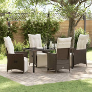 Set da Pranzo per Giardino con cuscino 5 pcs Marrone polyrattan 3379572
