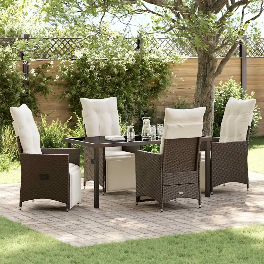 Set da Pranzo per Giardino con cuscino 5 pcs Marrone polyrattan 3379572