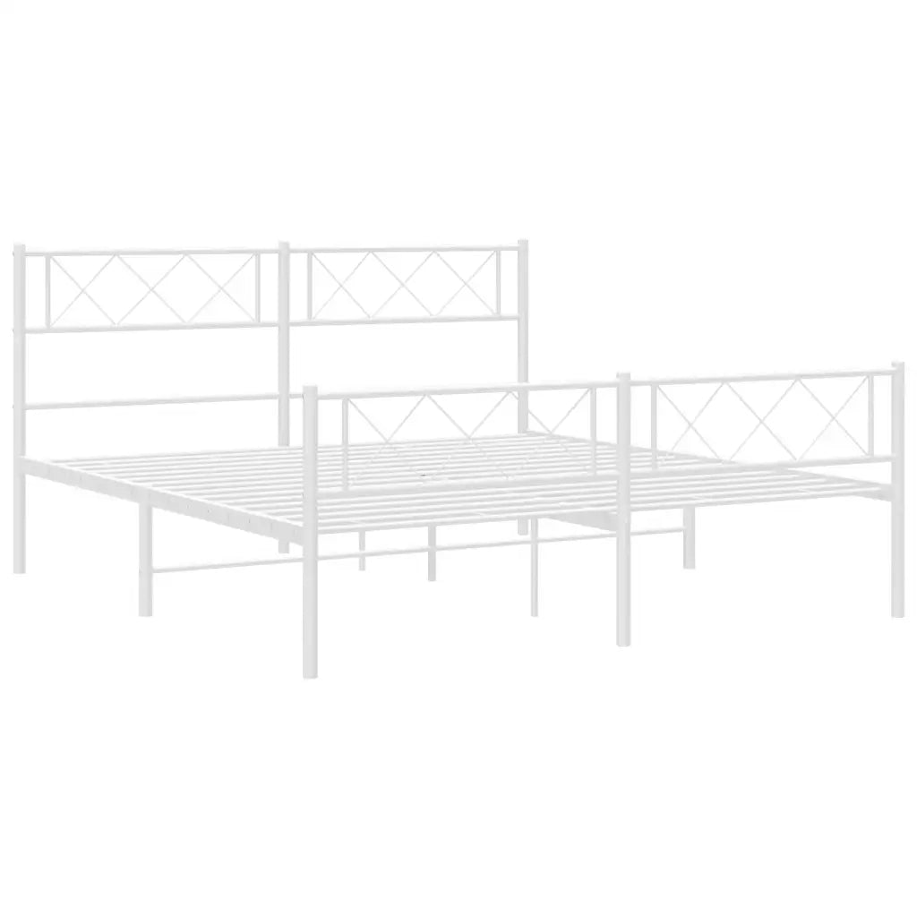 Giroletto con Testiera e Pediera Metallo Bianco 150x200 cm 372346