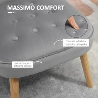 Sedia Moderna per Soggiorno e Sala da Pranzo con Seduta Imbottita e Tessuto Vellutato, 60x66x79 cm, Grigia