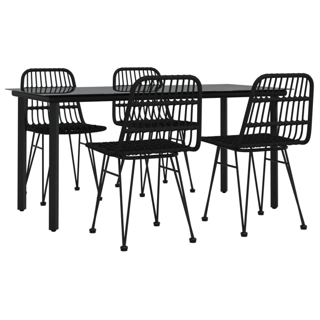Set da pranzo da giardino in vimini di resina nera da 5 pezzi 02_0014785
