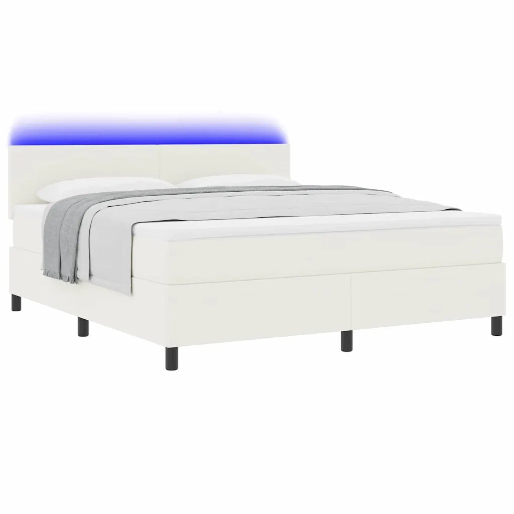 Letto a Sorgente LED con testiera Crema e Bianco 180 x 200 cm 3337613