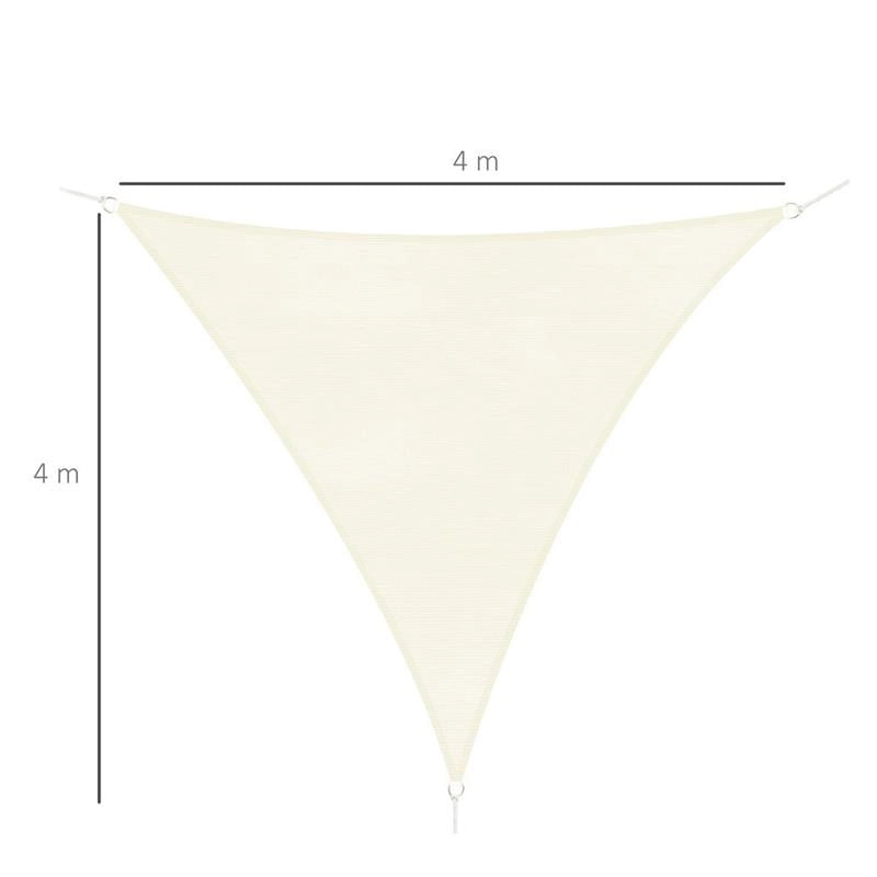 TENDA DA SOLE A VELA OMBREGGIANTE TRIANGOLARE 4 X 4 X 4 MT COLORE CREMA