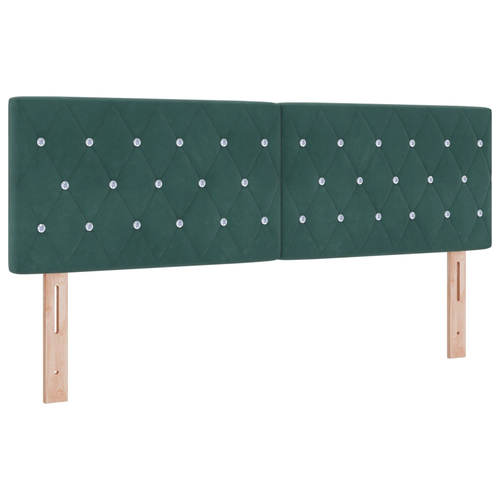 Testiera con Bottoni a Cristallo, Trapuntata, Verde Scuro, 140 cm, in Velluto