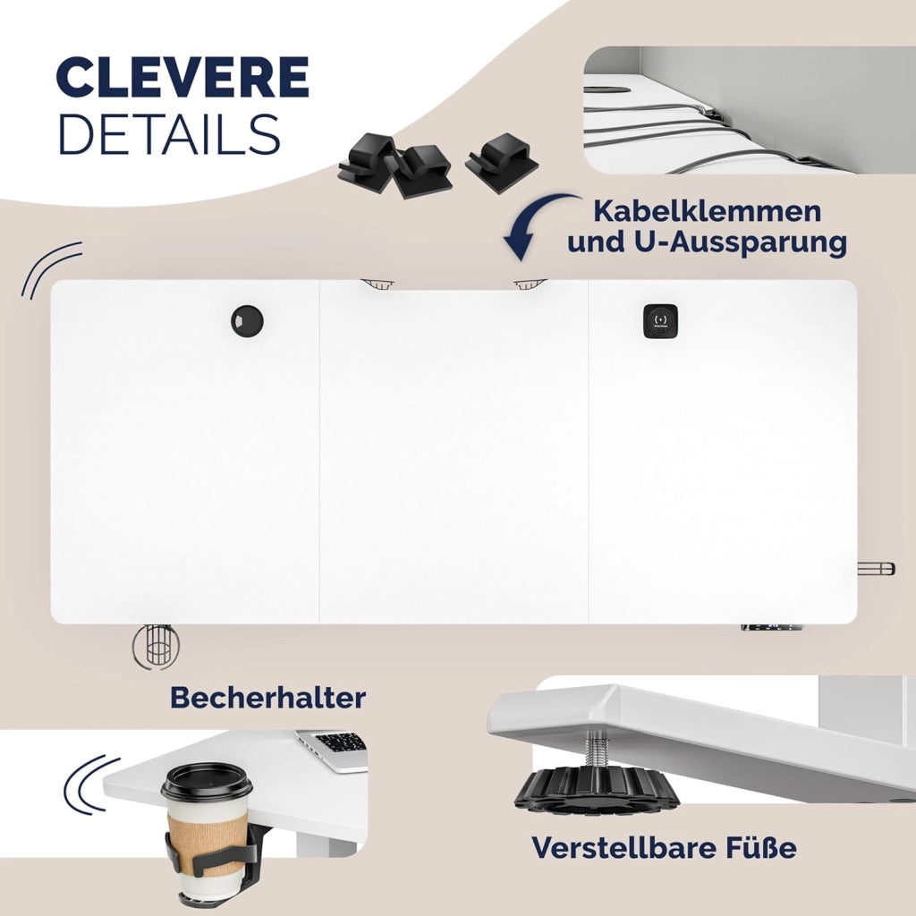 ® Scrivania Elettrica 140 x 70 cm Ergonomica Regolabile Altezza Caricatore Wireless Porta USB-C/A Display LCD Funzione Memoria Carico Max 80kg