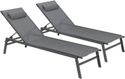 Set di 2 lettini da Giardino reclinabili in Alluminio Sintra Grigio Antracite e Nero