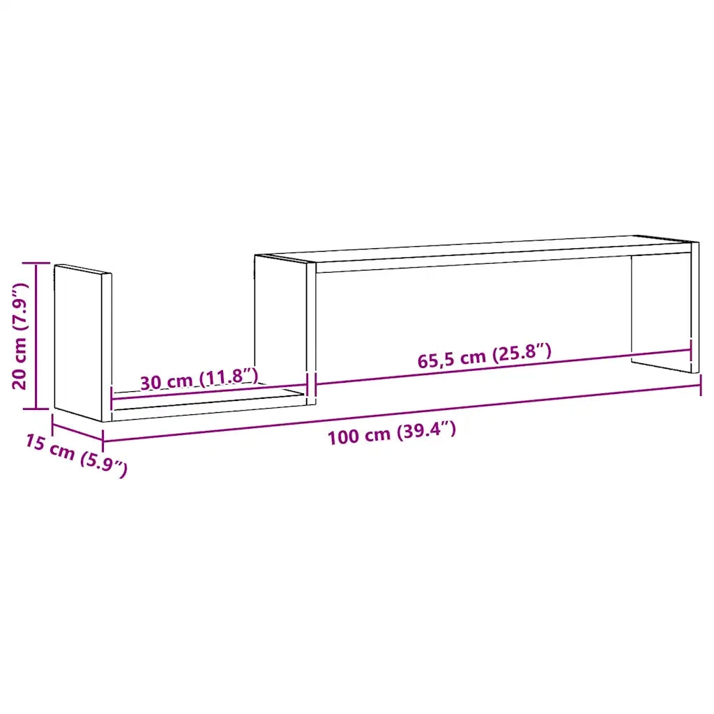 Scaffali da Parete 2 pz Grigio Sonoma 100x15x20 cm Multistrato cod mxl 33345