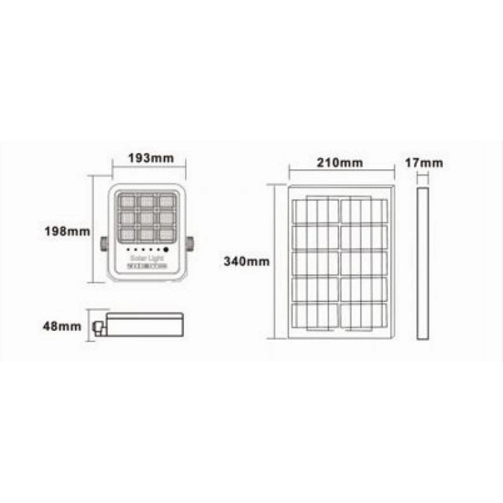 Trade Shop - Faro Led Proiettore 100w Ip65 Cct 3in1 Con Pannello Solare Telecomando Ry-100w-3c -