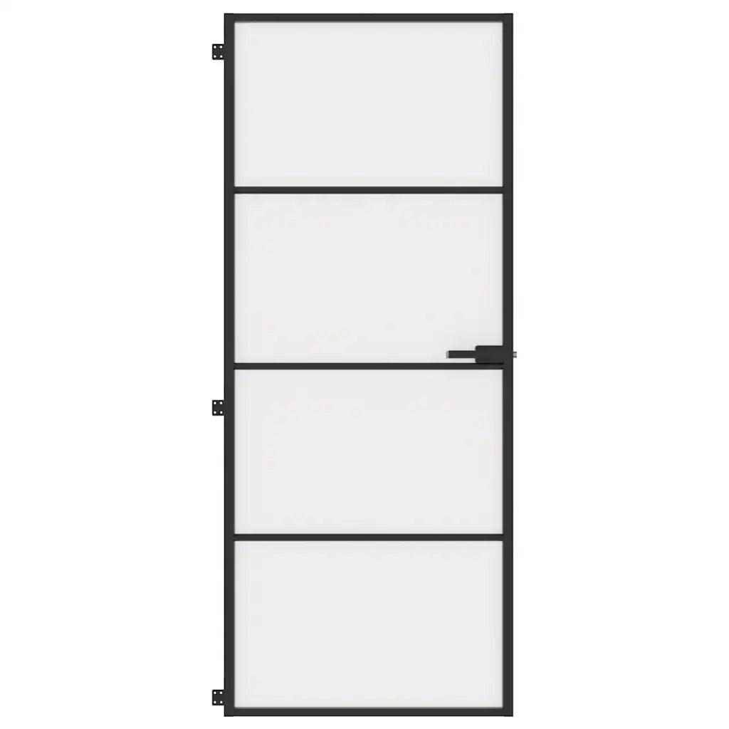 Porta Interni Sottile Nera 83x201,5cm Vetro Temperato Alluminio